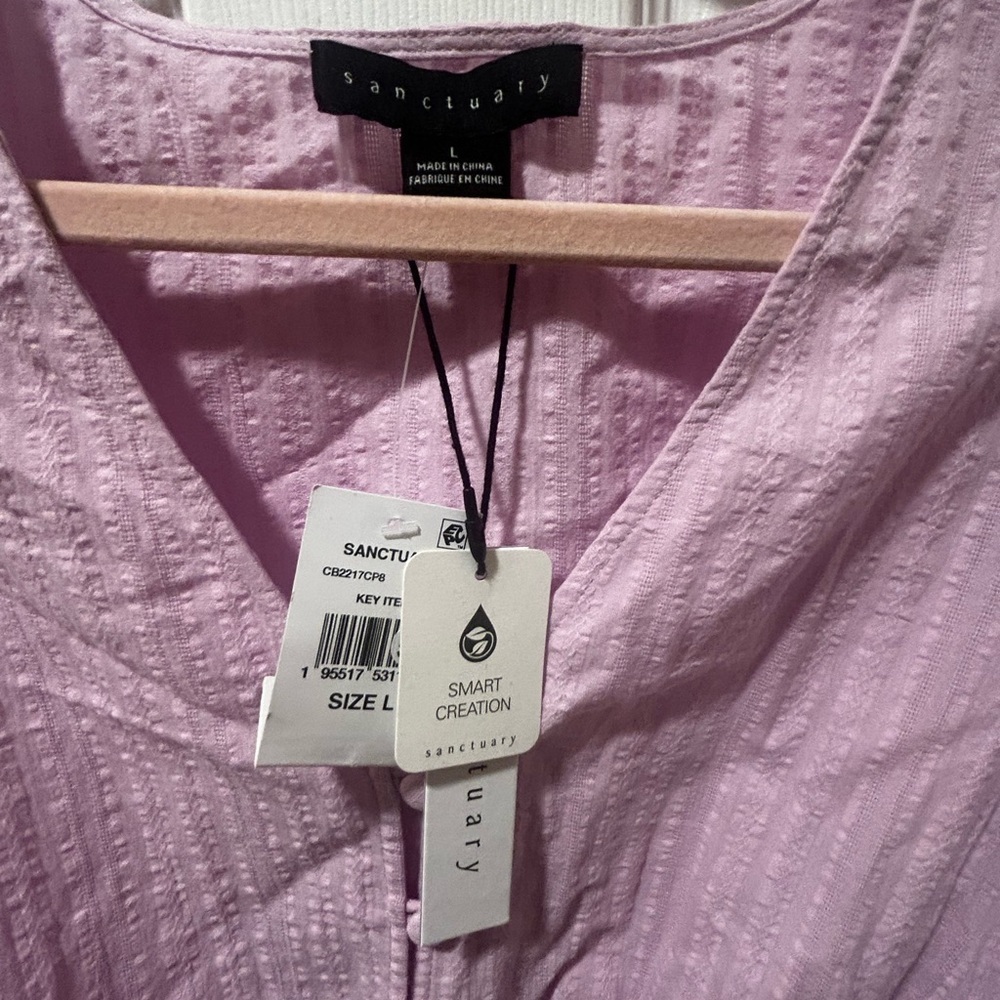 NWT Sanctuary Lilac V-Neck Button-Up Blouse - Picture 7 of 7